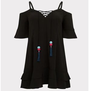 Torrid Black Swim Coverup with Colorful Tassels